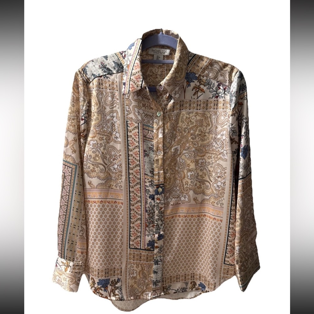 Rachel Zoe Beige and Cream Paisley Blouse